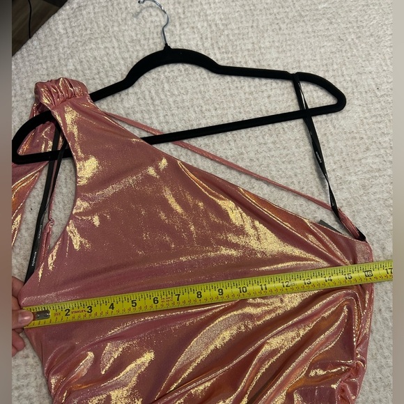 NWT Retrofete Shannon Dress in golden peach - pink metallic - Size L - Picture 7 of 13